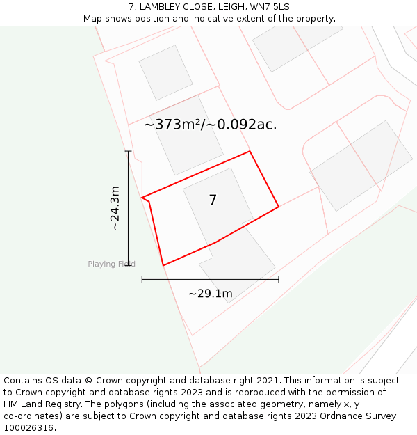 7, LAMBLEY CLOSE, LEIGH, WN7 5LS: Plot and title map