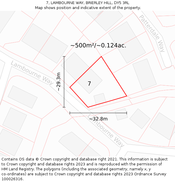 7, LAMBOURNE WAY, BRIERLEY HILL, DY5 3RL: Plot and title map