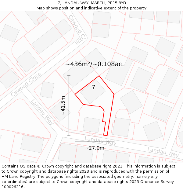 7, LANDAU WAY, MARCH, PE15 8YB: Plot and title map