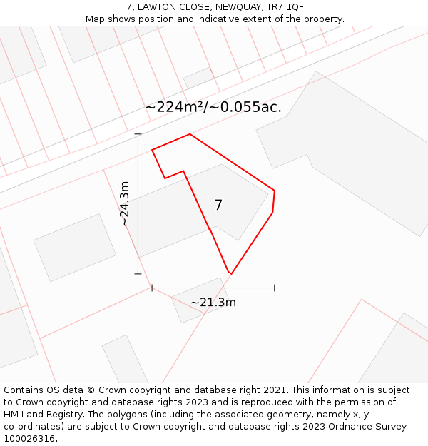 7, LAWTON CLOSE, NEWQUAY, TR7 1QF: Plot and title map