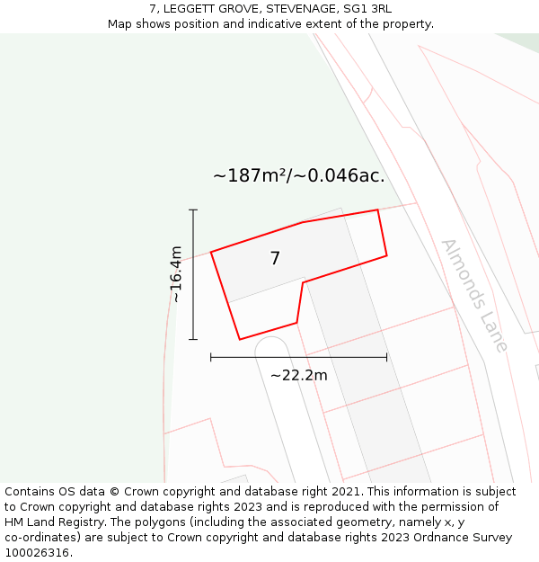 7, LEGGETT GROVE, STEVENAGE, SG1 3RL: Plot and title map