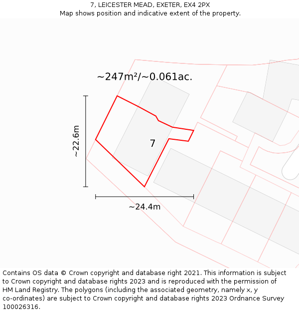 7, LEICESTER MEAD, EXETER, EX4 2PX: Plot and title map