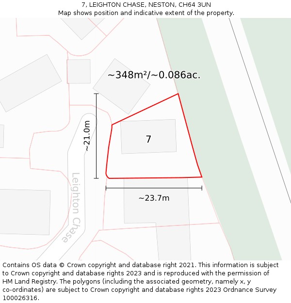 7, LEIGHTON CHASE, NESTON, CH64 3UN: Plot and title map