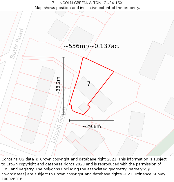 7, LINCOLN GREEN, ALTON, GU34 1SX: Plot and title map