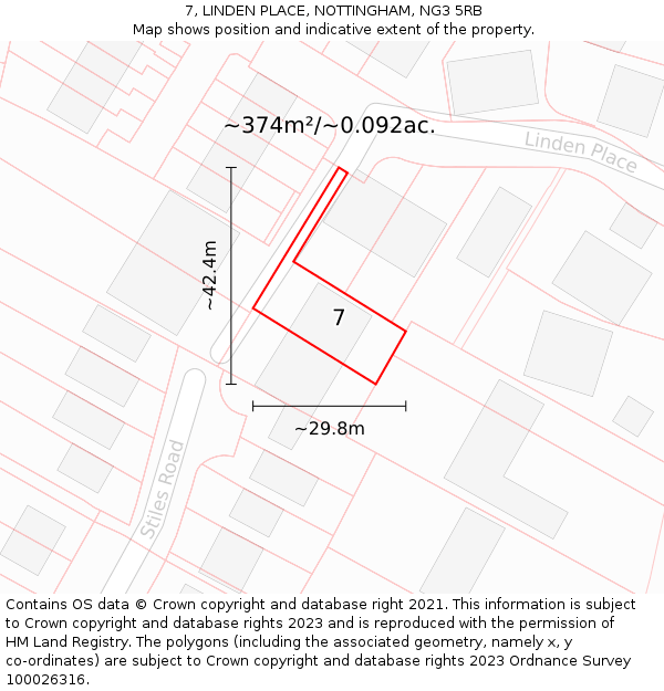 7, LINDEN PLACE, NOTTINGHAM, NG3 5RB: Plot and title map