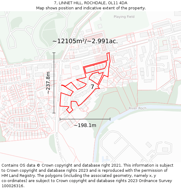 7, LINNET HILL, ROCHDALE, OL11 4DA: Plot and title map