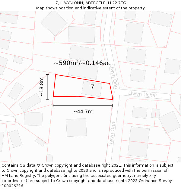 7, LLWYN ONN, ABERGELE, LL22 7EG: Plot and title map