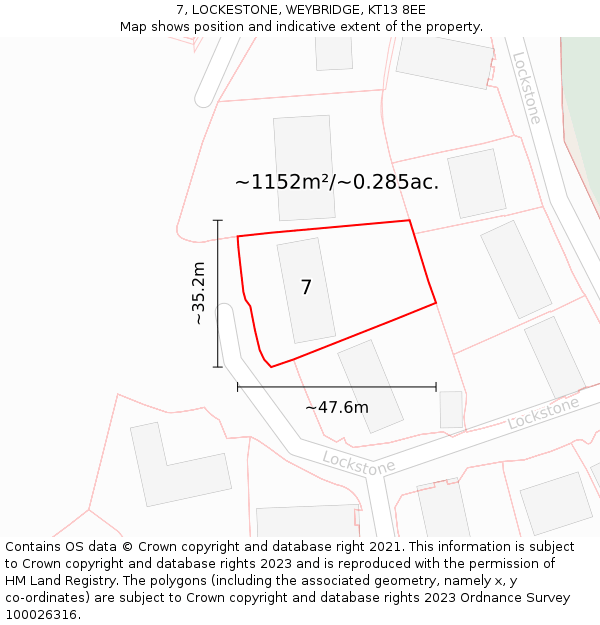 7, LOCKESTONE, WEYBRIDGE, KT13 8EE: Plot and title map