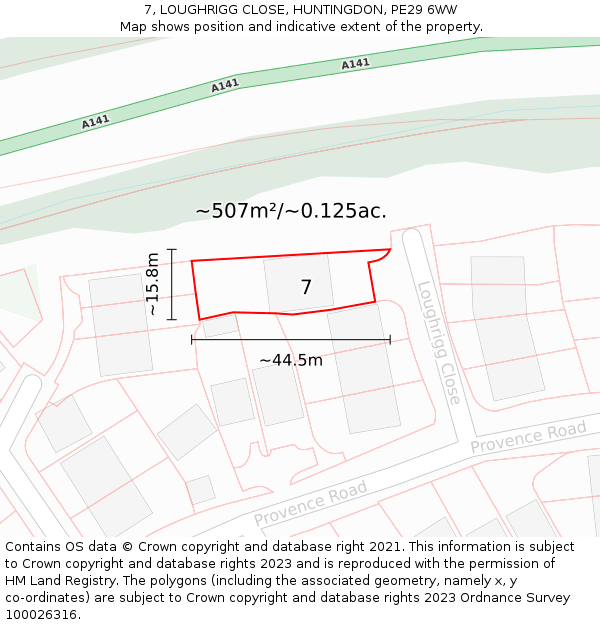 7, LOUGHRIGG CLOSE, HUNTINGDON, PE29 6WW: Plot and title map