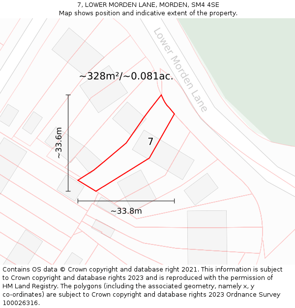 7, LOWER MORDEN LANE, MORDEN, SM4 4SE: Plot and title map