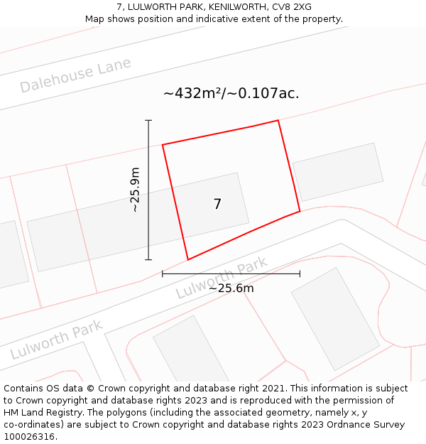 7, LULWORTH PARK, KENILWORTH, CV8 2XG: Plot and title map