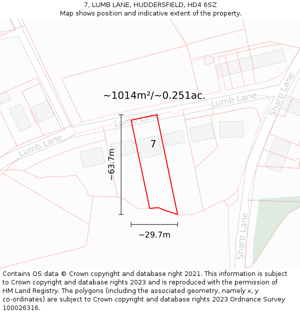 7, LUMB LANE, HUDDERSFIELD, HD4 6SZ: Plot and title map