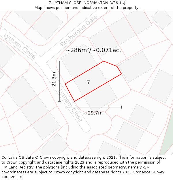 7, LYTHAM CLOSE, NORMANTON, WF6 1UJ: Plot and title map