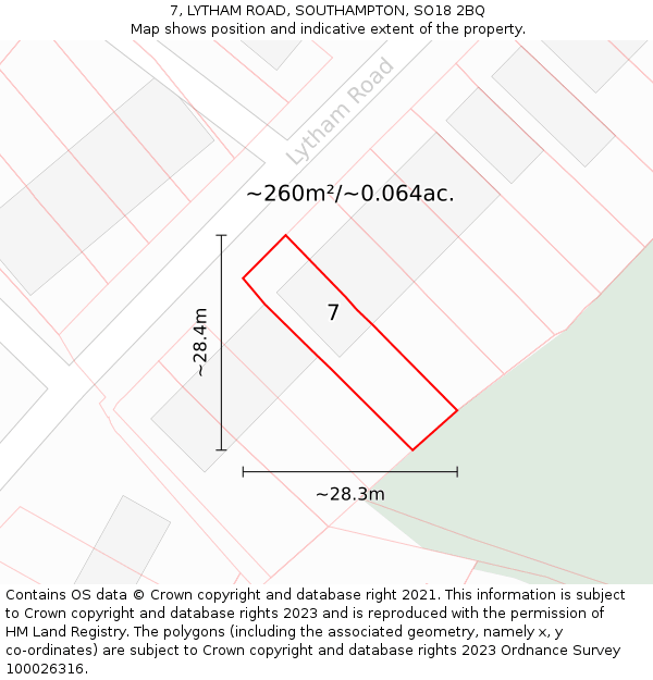 7, LYTHAM ROAD, SOUTHAMPTON, SO18 2BQ: Plot and title map