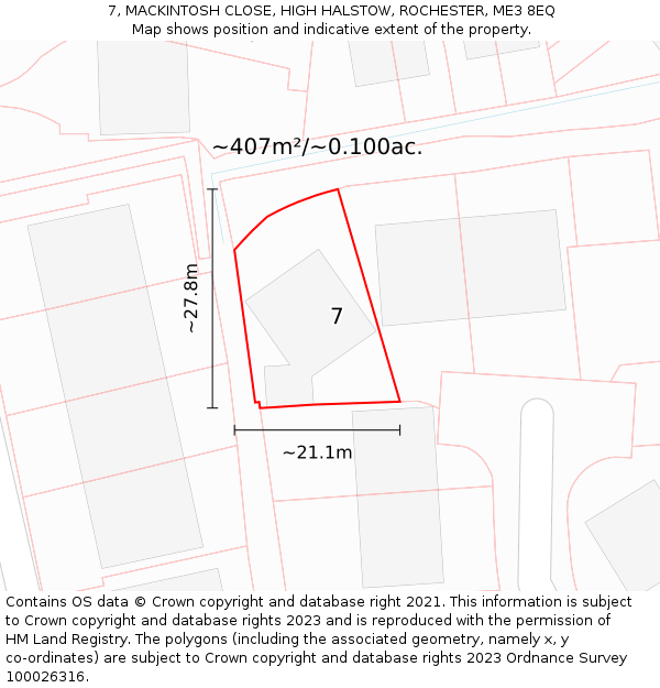 7, MACKINTOSH CLOSE, HIGH HALSTOW, ROCHESTER, ME3 8EQ: Plot and title map