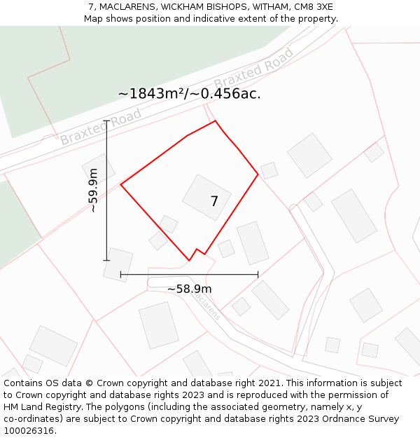 7, MACLARENS, WICKHAM BISHOPS, WITHAM, CM8 3XE: Plot and title map