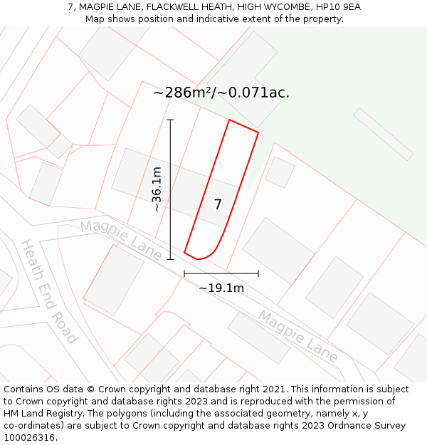 7, MAGPIE LANE, FLACKWELL HEATH, HIGH WYCOMBE, HP10 9EA: Plot and title map