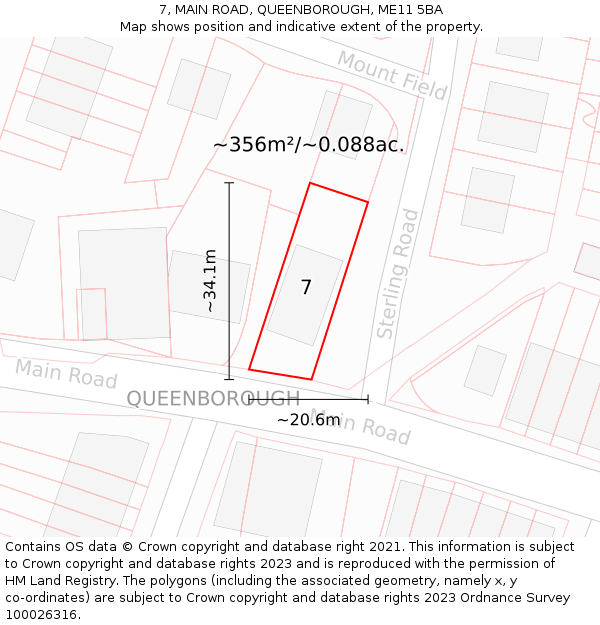 7, MAIN ROAD, QUEENBOROUGH, ME11 5BA: Plot and title map