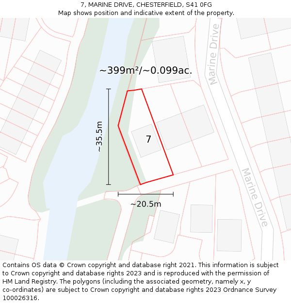 7, MARINE DRIVE, CHESTERFIELD, S41 0FG: Plot and title map