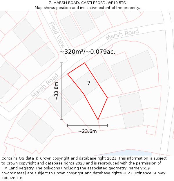 7, MARSH ROAD, CASTLEFORD, WF10 5TS: Plot and title map