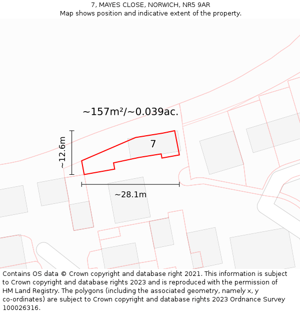 7, MAYES CLOSE, NORWICH, NR5 9AR: Plot and title map