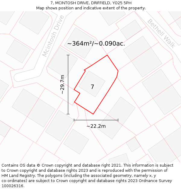 7, MCINTOSH DRIVE, DRIFFIELD, YO25 5PH: Plot and title map