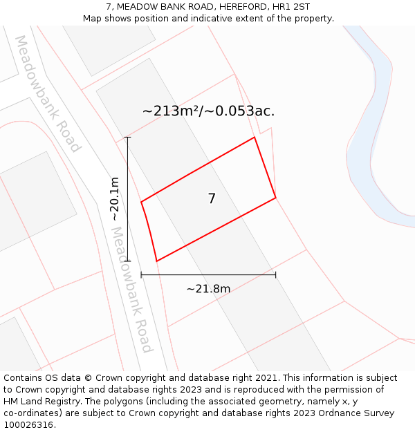 7, MEADOW BANK ROAD, HEREFORD, HR1 2ST: Plot and title map