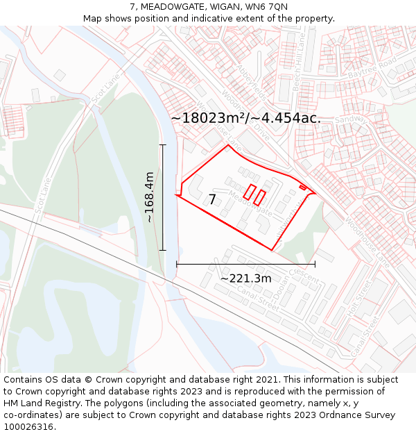 7, MEADOWGATE, WIGAN, WN6 7QN: Plot and title map