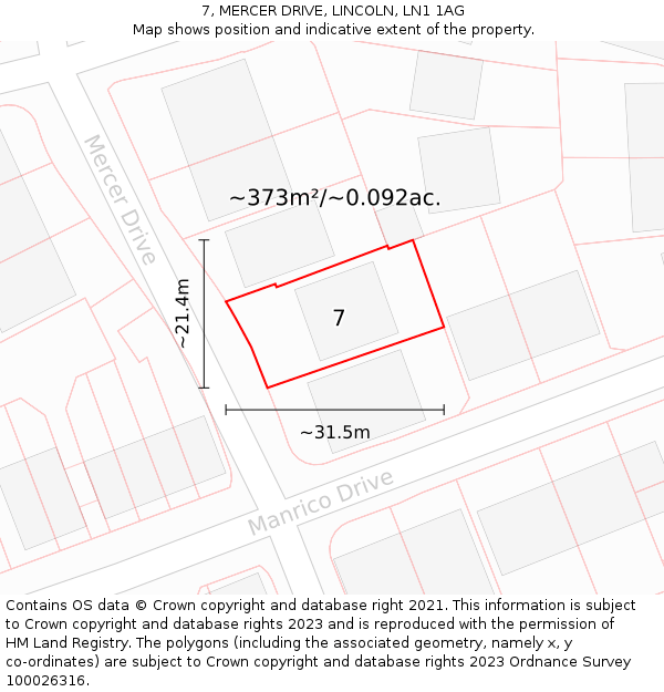 7, MERCER DRIVE, LINCOLN, LN1 1AG: Plot and title map