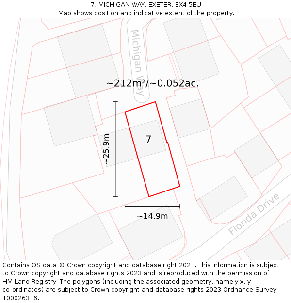 7, MICHIGAN WAY, EXETER, EX4 5EU: Plot and title map