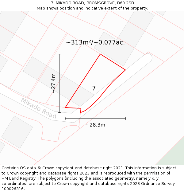 7, MIKADO ROAD, BROMSGROVE, B60 2SB: Plot and title map