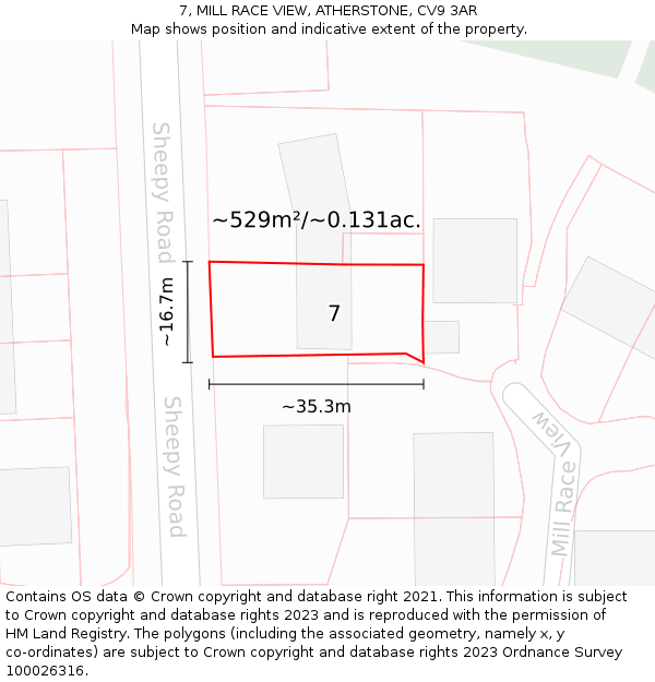 7, MILL RACE VIEW, ATHERSTONE, CV9 3AR: Plot and title map