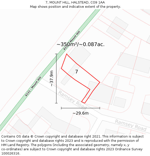 7, MOUNT HILL, HALSTEAD, CO9 1AA: Plot and title map