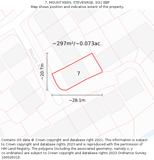 7, MOUNT KEEN, STEVENAGE, SG1 6BP: Plot and title map