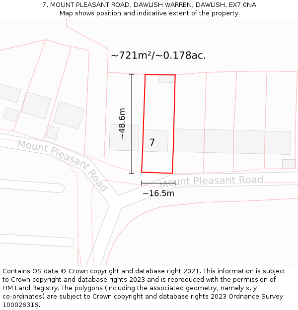 7, MOUNT PLEASANT ROAD, DAWLISH WARREN, DAWLISH, EX7 0NA: Plot and title map