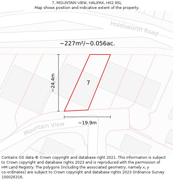 7, MOUNTAIN VIEW, HALIFAX, HX2 9SL: Plot and title map