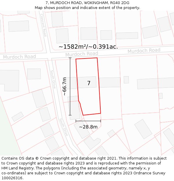 7, MURDOCH ROAD, WOKINGHAM, RG40 2DG: Plot and title map