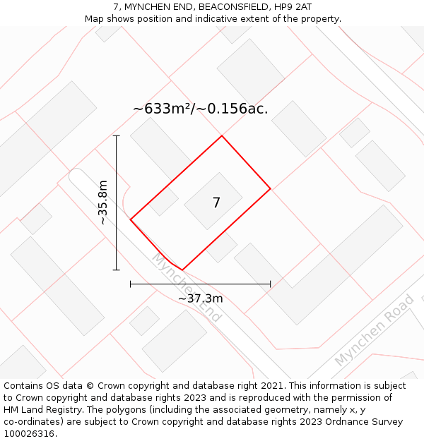 7, MYNCHEN END, BEACONSFIELD, HP9 2AT: Plot and title map