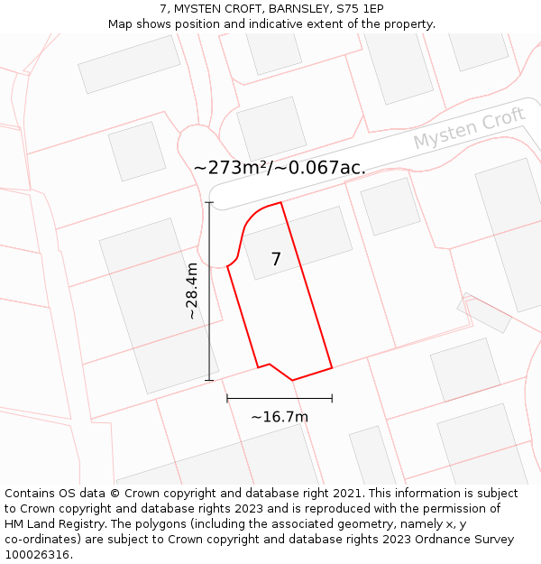 7, MYSTEN CROFT, BARNSLEY, S75 1EP: Plot and title map