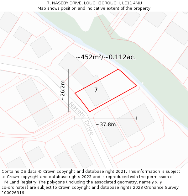 7, NASEBY DRIVE, LOUGHBOROUGH, LE11 4NU: Plot and title map