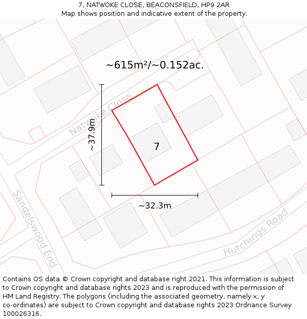 7, NATWOKE CLOSE, BEACONSFIELD, HP9 2AR: Plot and title map