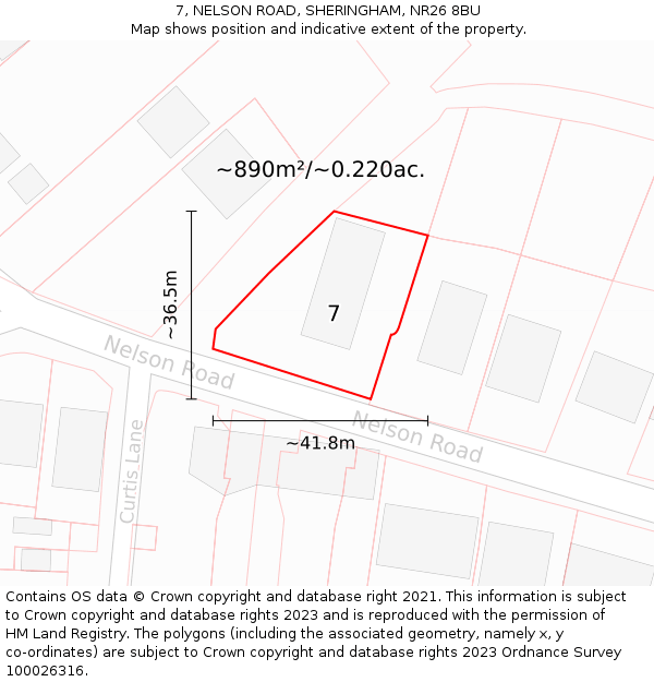 7, NELSON ROAD, SHERINGHAM, NR26 8BU: Plot and title map