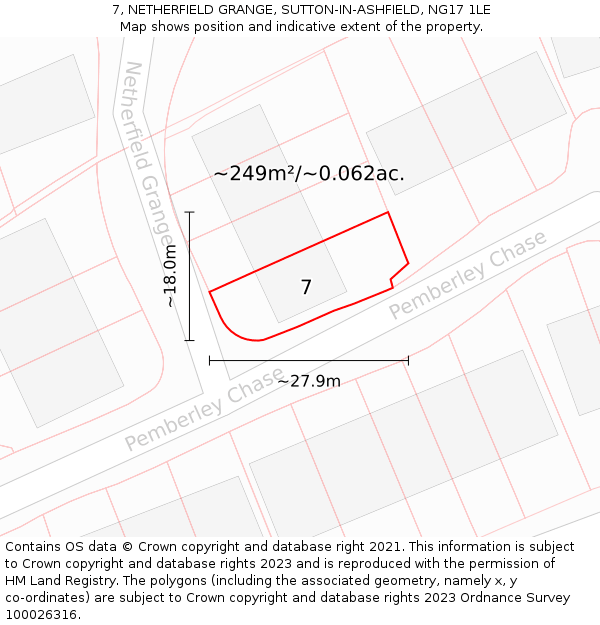 7, NETHERFIELD GRANGE, SUTTON-IN-ASHFIELD, NG17 1LE: Plot and title map