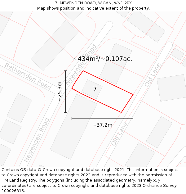 7, NEWENDEN ROAD, WIGAN, WN1 2PX: Plot and title map