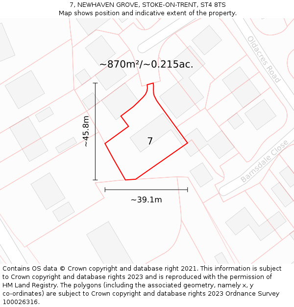 7, NEWHAVEN GROVE, STOKE-ON-TRENT, ST4 8TS: Plot and title map