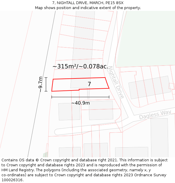 7, NIGHTALL DRIVE, MARCH, PE15 8SX: Plot and title map