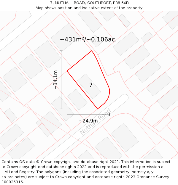 7, NUTHALL ROAD, SOUTHPORT, PR8 6XB: Plot and title map