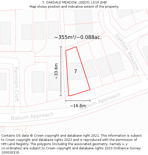 7, OAKDALE MEADOW, LEEDS, LS14 2HB: Plot and title map