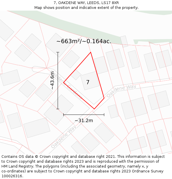 7, OAKDENE WAY, LEEDS, LS17 8XR: Plot and title map