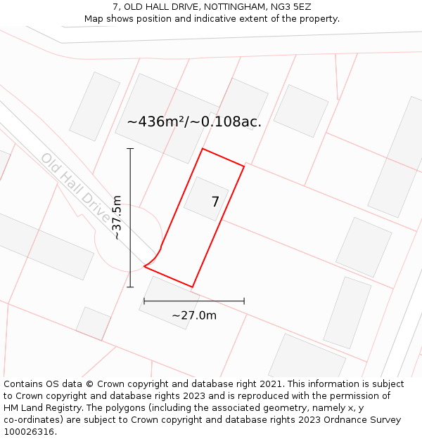 7, OLD HALL DRIVE, NOTTINGHAM, NG3 5EZ: Plot and title map